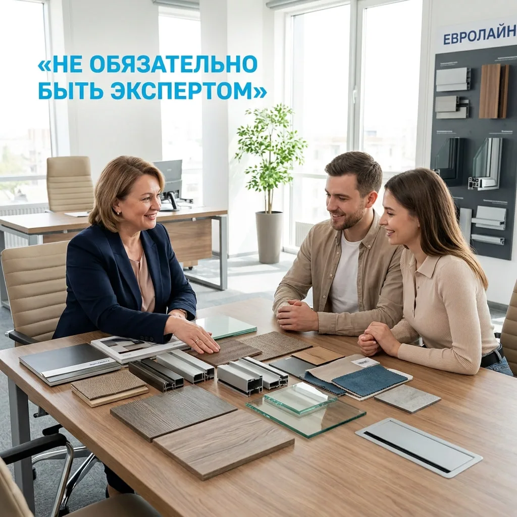 Не нужно заранее изучать все виды профилей и стеклопакетов.