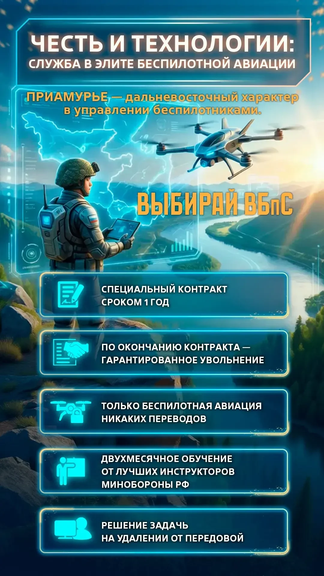 📄 «Дроны – армия будущего»: амурчанам предлагают службу по специальному контракту в во...