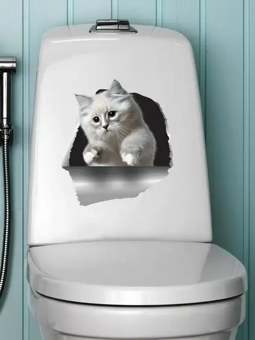 🛒 Дизайнерская наклейка Котик выпрыгивает 3D