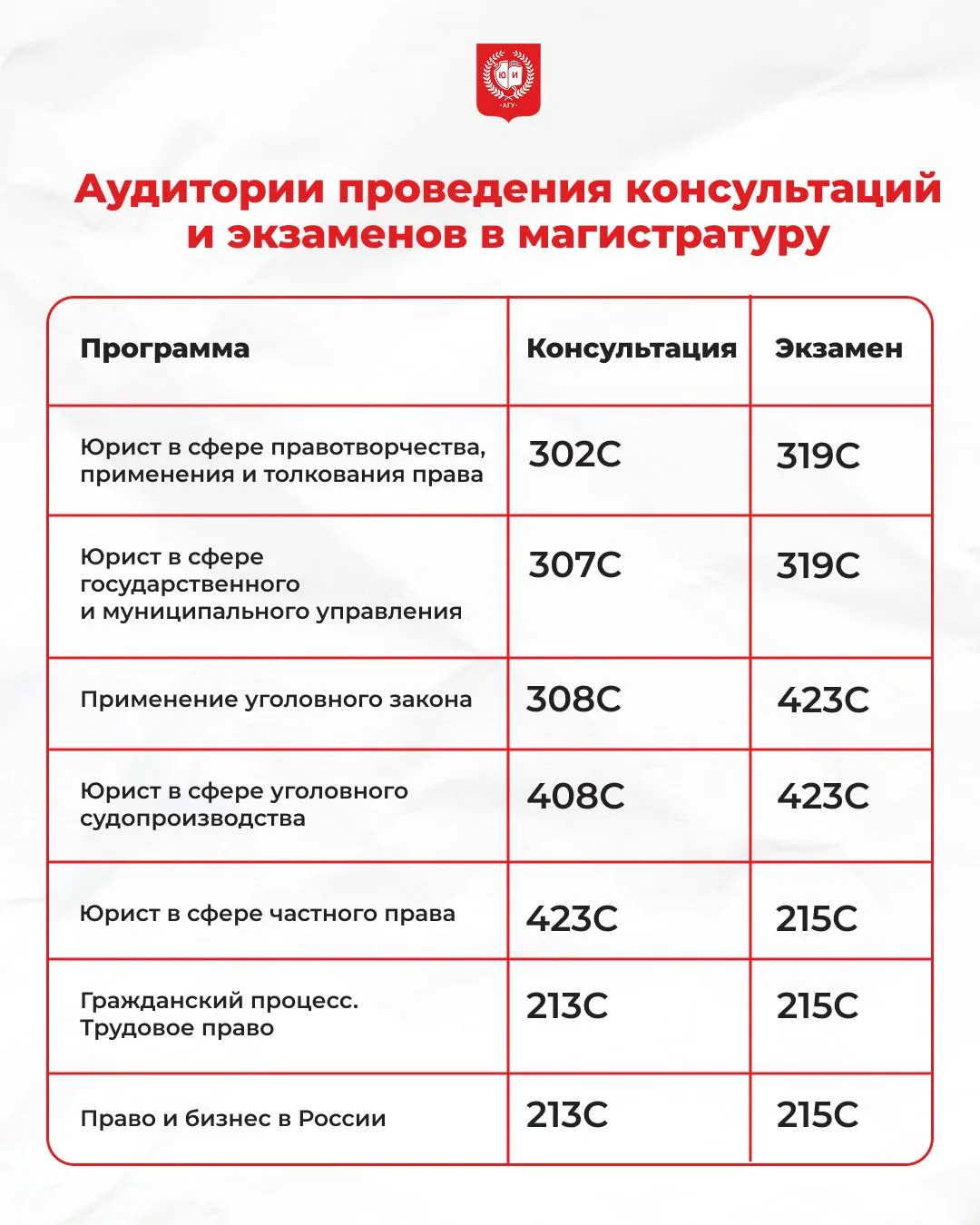 Опубликованы даты проведения консультаций и экзаменов в магистратуру ЮИ АлтГУ.