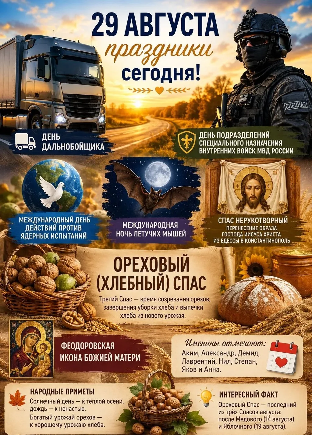 🎉 Праздники сегодня — 29 августа 2026 🎉