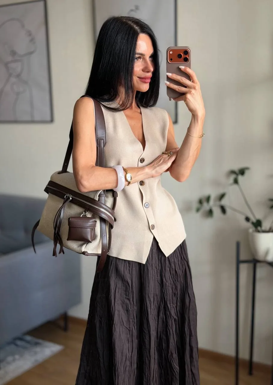 Жатая Юбка и Жилет как в Massimo Dutti
