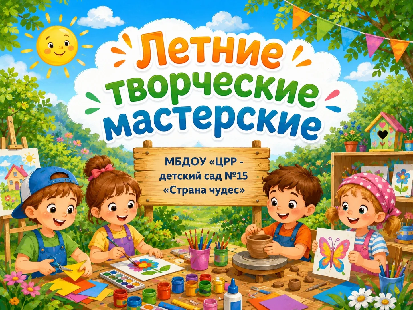 🌞 В детском саду «Страна чудес» стартовали Летние творческие мастерские! 
Каждый день здесь — празд