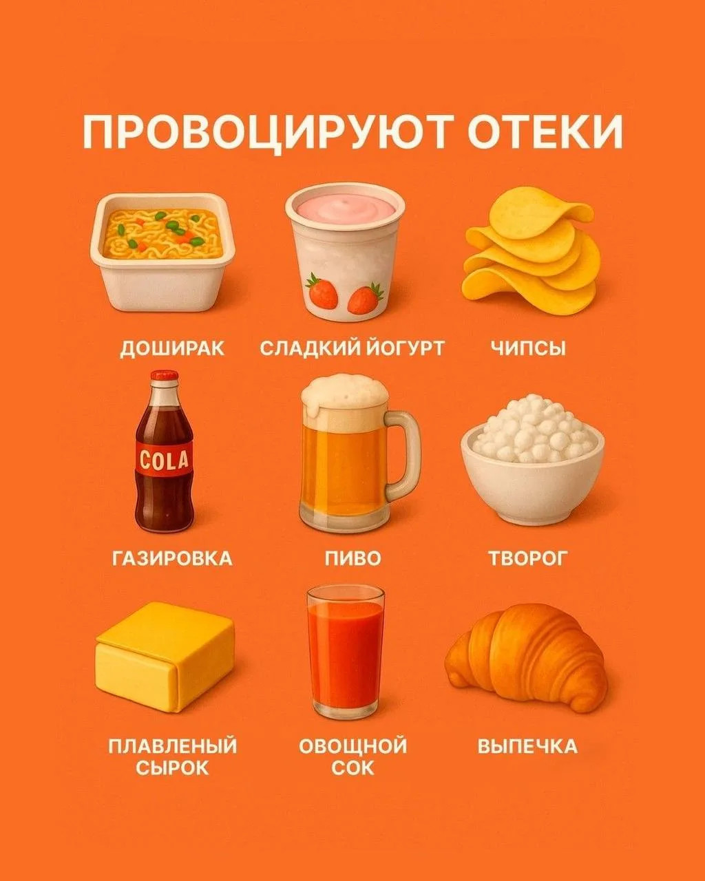 Продукты, которые провоцируют отёки.

💡 Научный - Подписаться