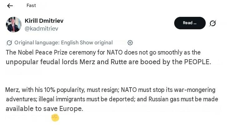 Дмитриев призвал НАТО прекратить разжигание войны.