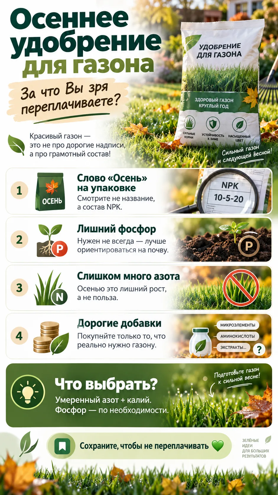 🌱 Осеннее удобрение для газона: за что Вы зря переплачиваете?
