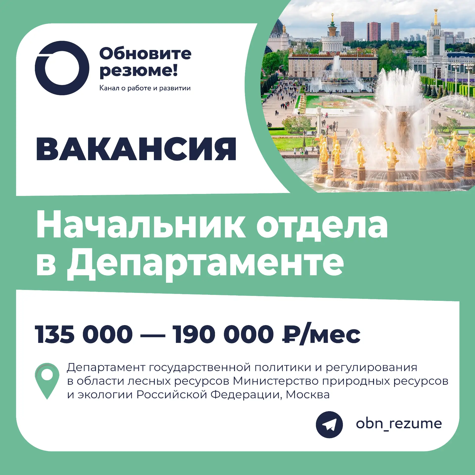 Начальник отдела в Департаменте государственной политики и регулирования в области лесн...