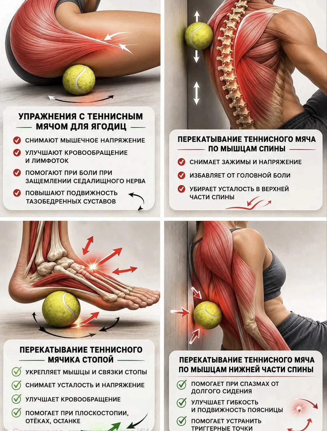 🎾 Теннисный мяч – простой инструмент, который расслабляет всё тело.