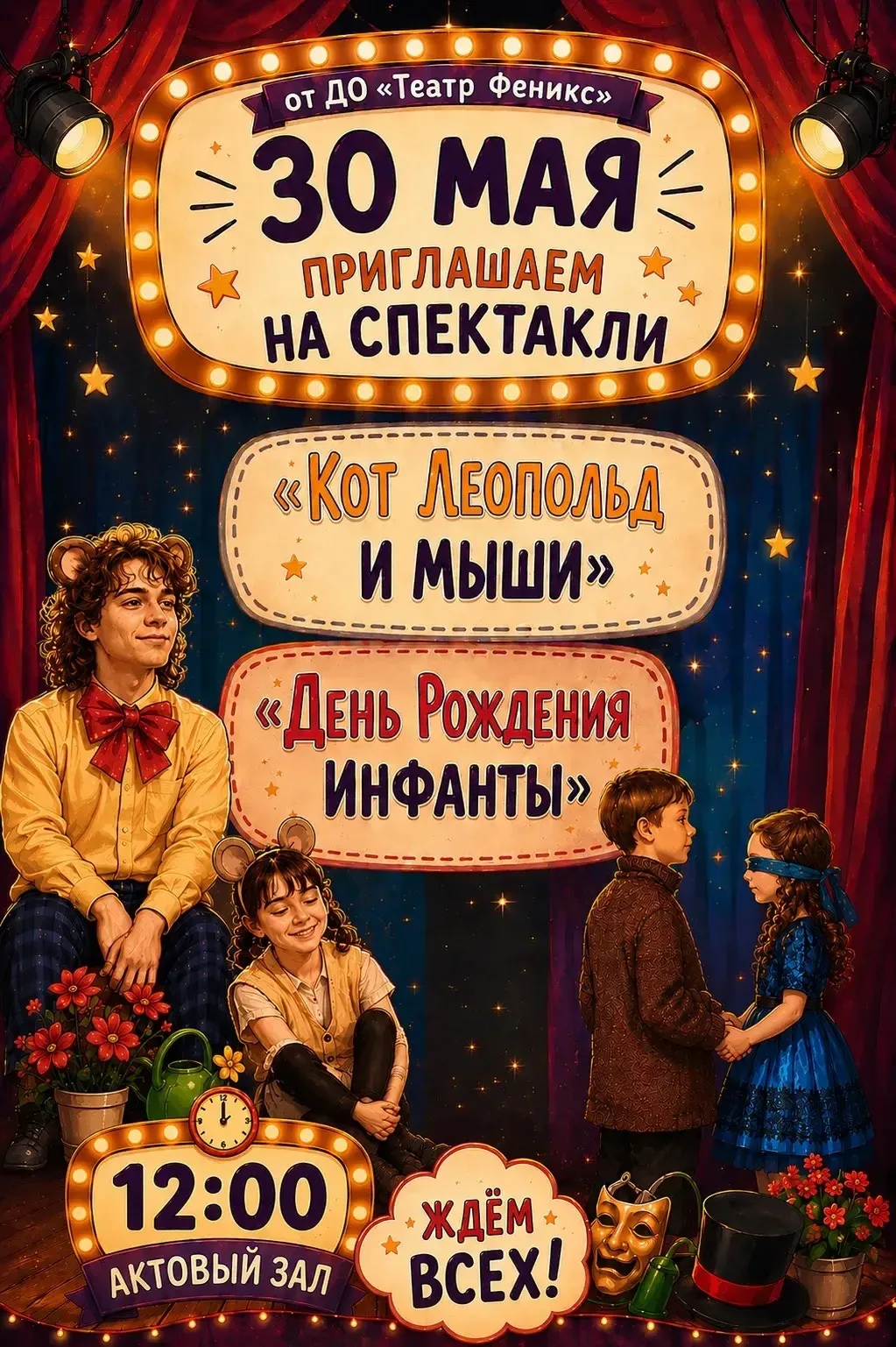 🎭✨ Дорогие друзья!  Приглашаем всех на яркие и незабываемые спектакли от ДО «Театр Феникс»!  📅 30 ма