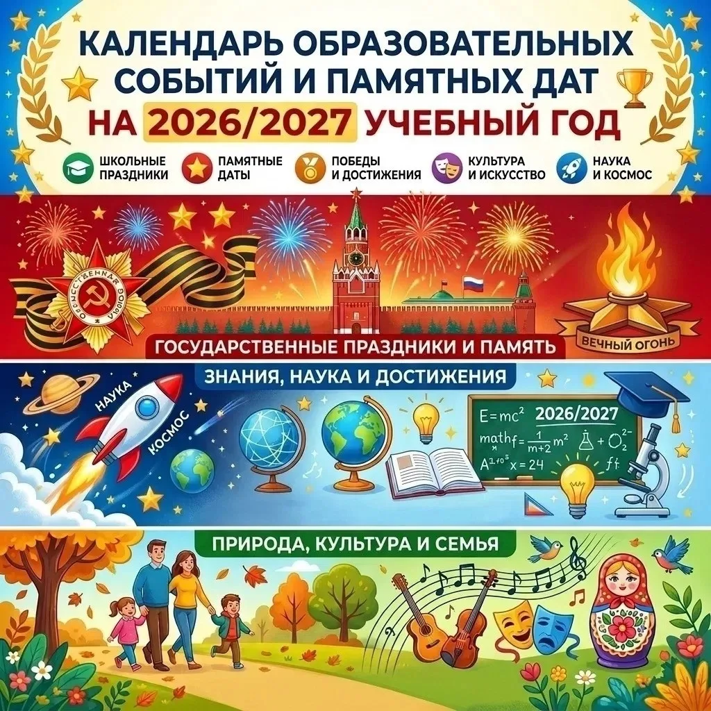 📚 КАЛЕНДАРЬ ОБРАЗОВАТЕЛЬНЫХ СОБЫТИЙ И ПАМЯТНЫХ ДАТ НА 2026-2027 УЧЕБНЫЙ ГОД