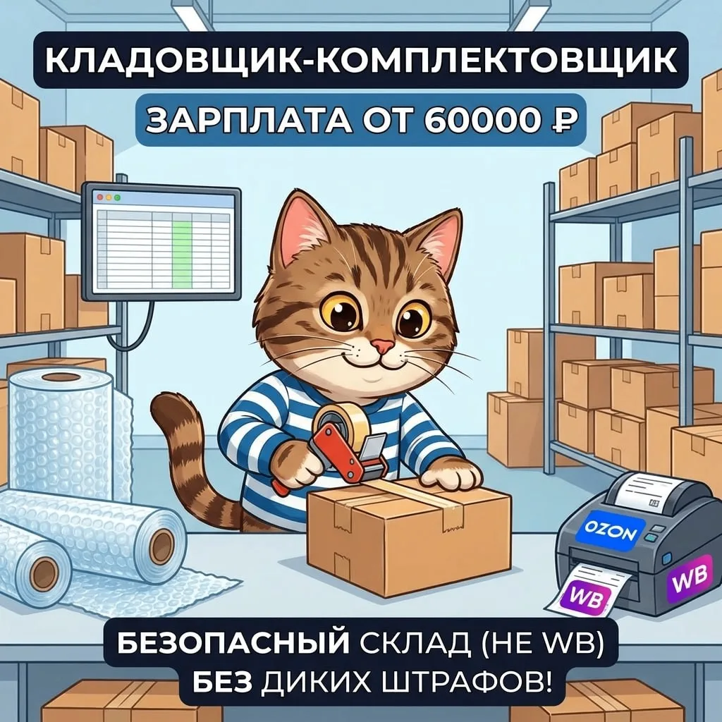 Кладовщик-комплектовщик (Склад фулфилмента / НЕ Wildberries)

Зарплата: от 65 000 руб. (3 600 руб. /
