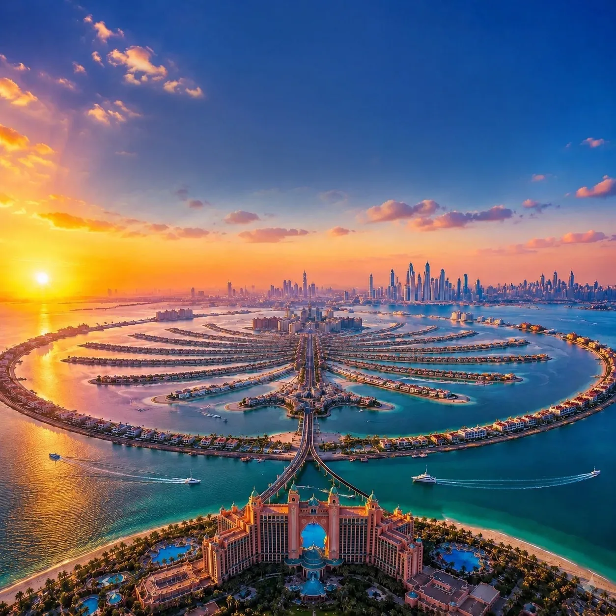 Отдых на легендарной Palm Jumeirah 🌇💛Знаменитый искусственный остров в Дубае в форме ...