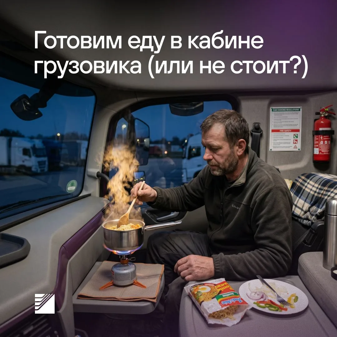 Готовить в кабине грузовика или лучше не надо? А если готовить, то как?

Поговорили об этом со знающ