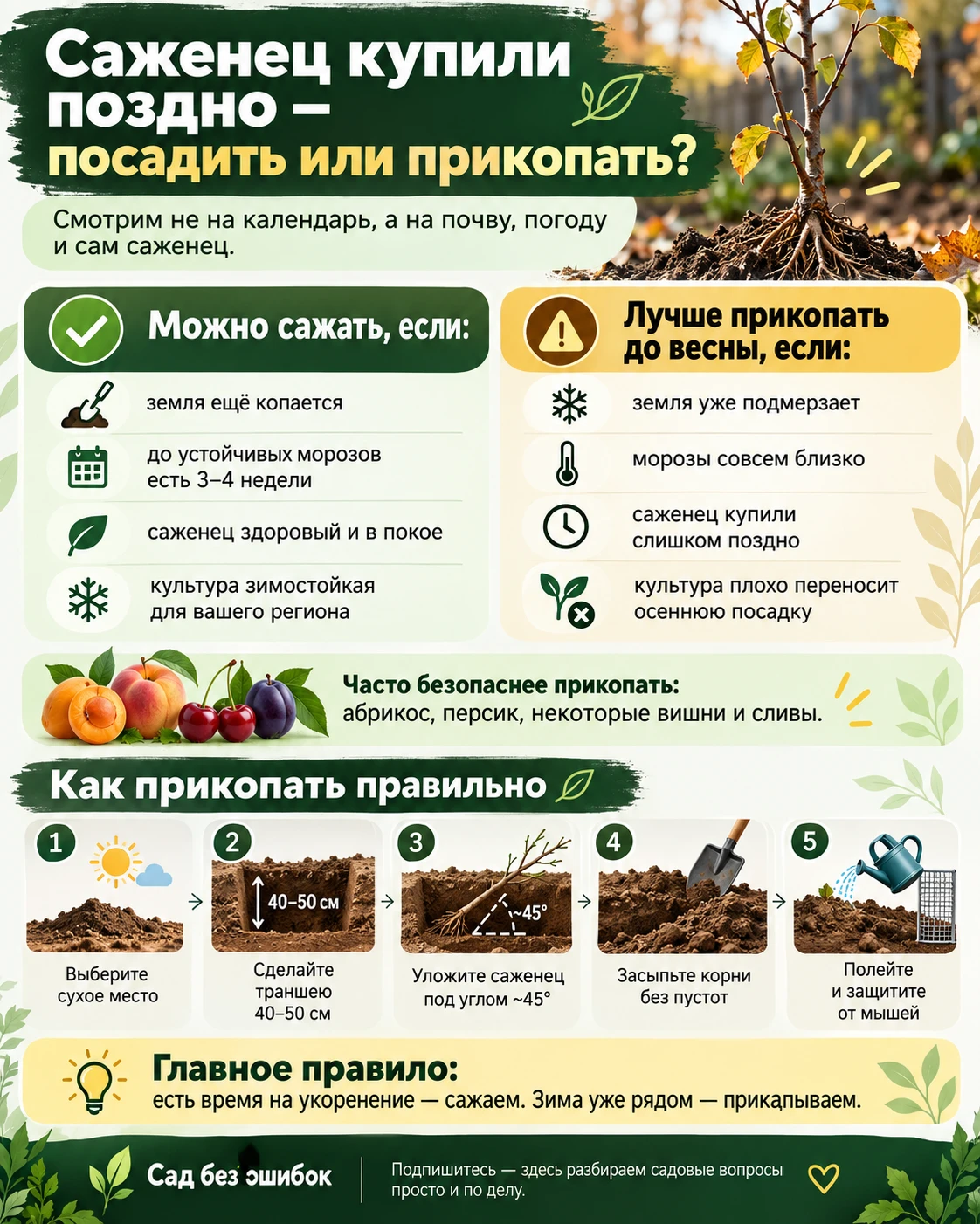 🌳 САЖЕНЕЦ КУПИЛИ ПОЗДНО. САЖАТЬ ИЛИ ПРИКАПЫВАТЬ?