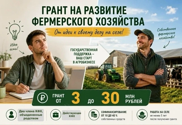 Старт приема заявок на гранты для фермеров - сентябрь 2026!