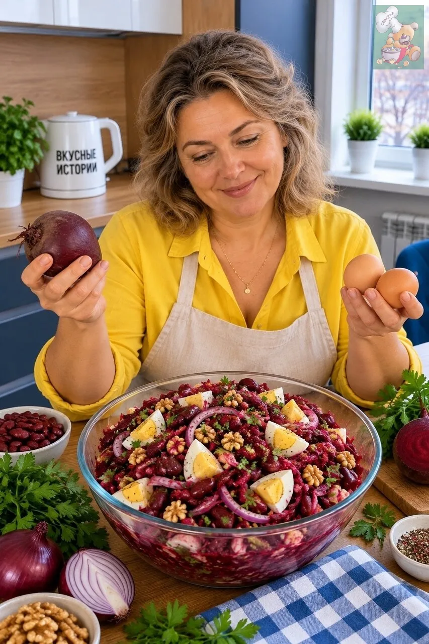 🥗 САЛАТ ИЗ СВЁКЛЫ, ФАСОЛИ И ЯИЦ БЕЗ МАЙОНЕЗА