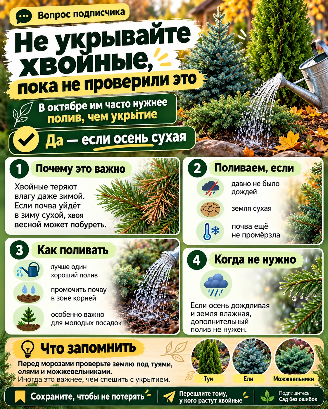 🌲 Вопрос подписчика: нужно ли поливать хвойные в октябре?