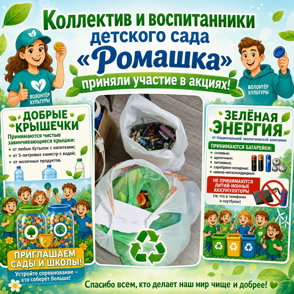 Детский сад «Ромашка» принял участие в экологических акциях😍😍