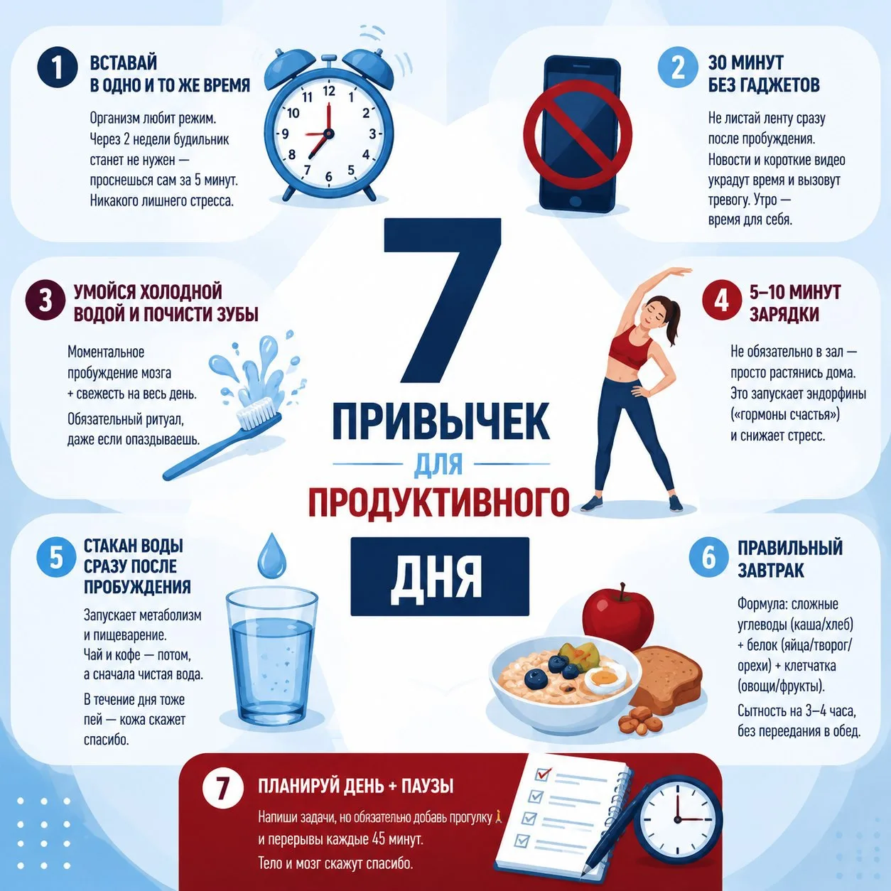 🌞 7 ПРИВЫЧЕК ДЛЯ ПРОДУКТИВНОГО ДНЯ: ЧЕК-ЛИСТ УТРА

Хочешь, чтобы каждый день проходил продуктивно, 