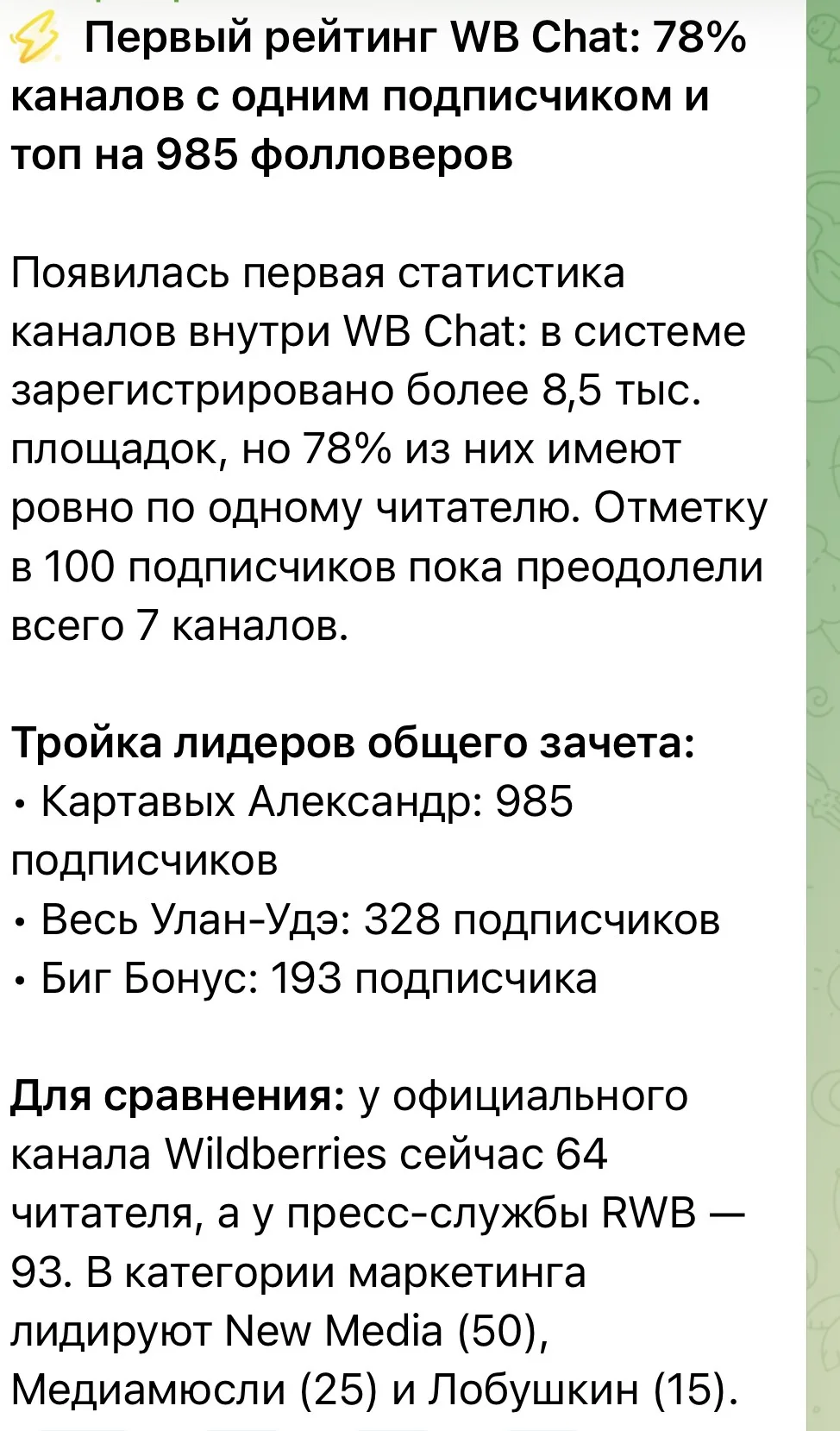 Помните мы обсудили WB чат? Так вот…