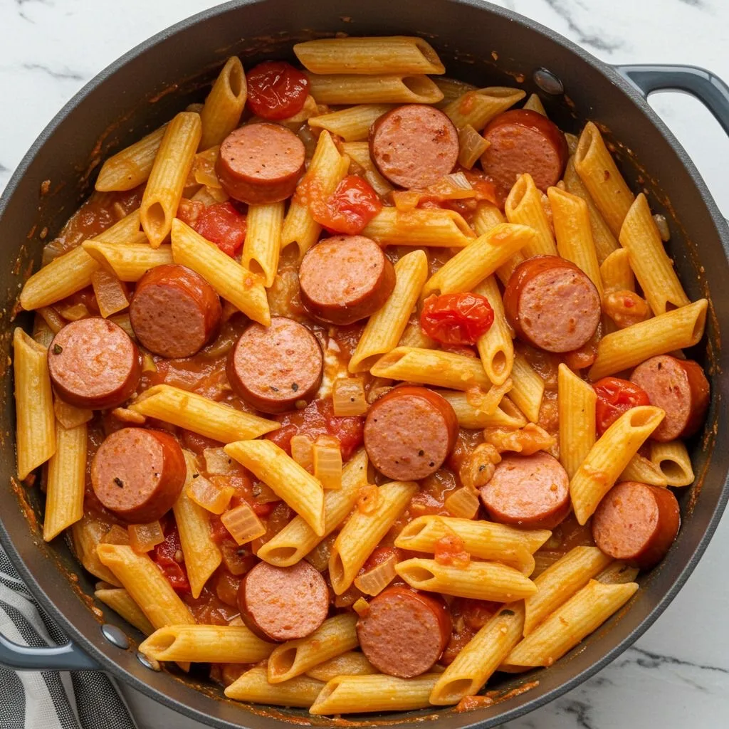 Давайте приготовим быстрый и очень вкусный ужин с макаронами и сосисками — простой, сыт...