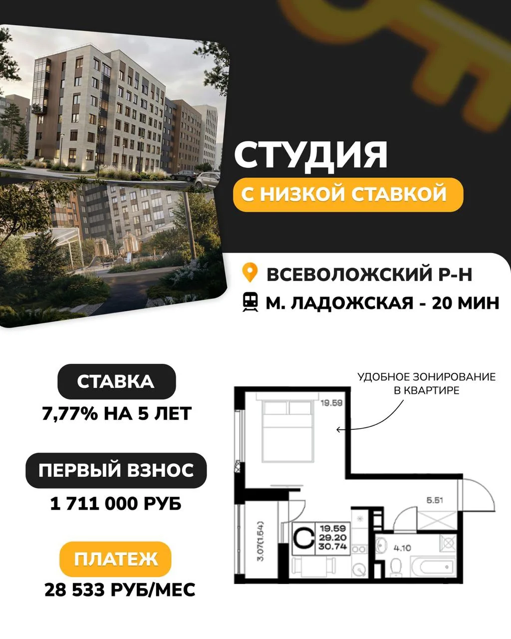 ⚡️Ставка 7,77% на 5 лет для всех в ЖК посреди леса!