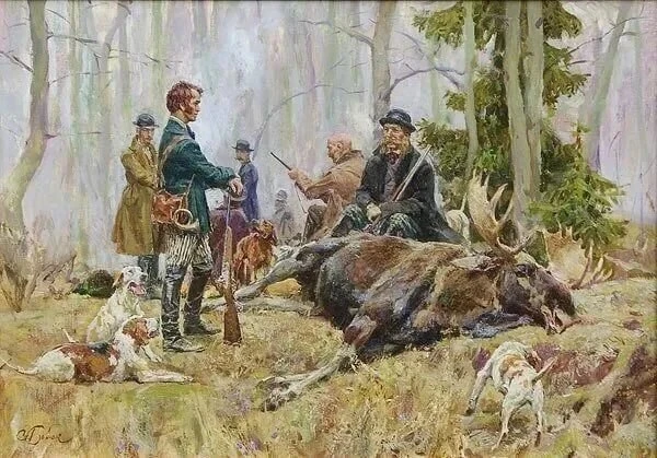 На картине Рудольфа Френца — настоящего классика охотничьей живописи и заядлого охотник...