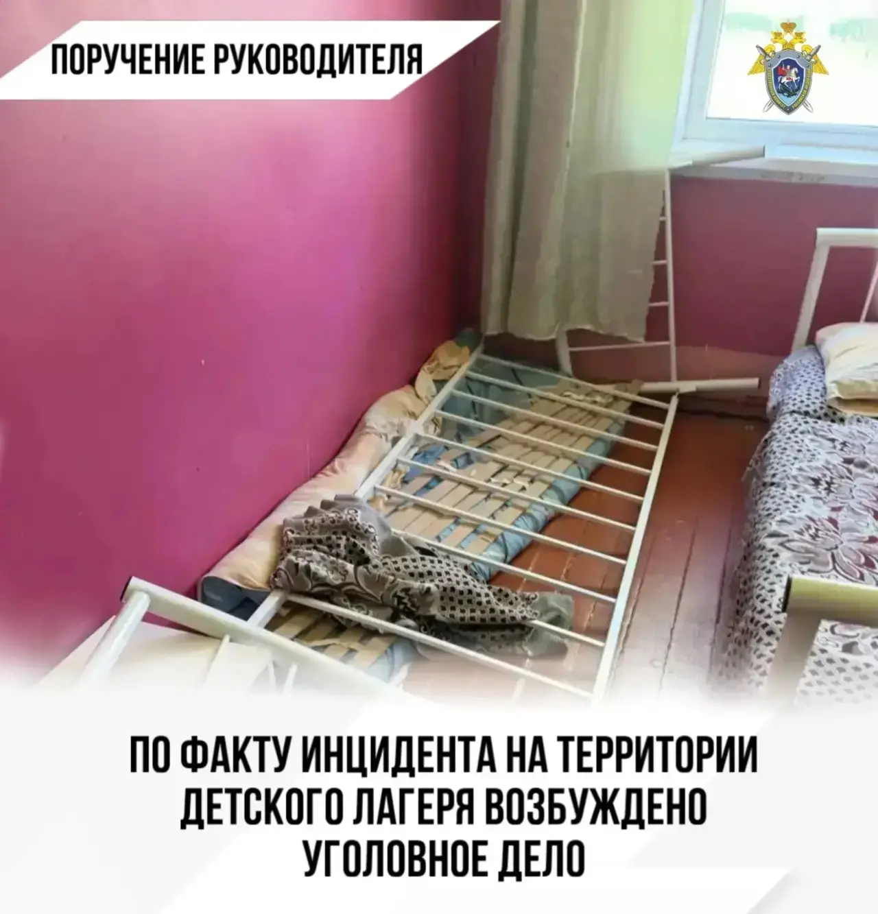 По факту инцидента в детском оздоровительном лагере «Орленок» возбуждено уголовное дело