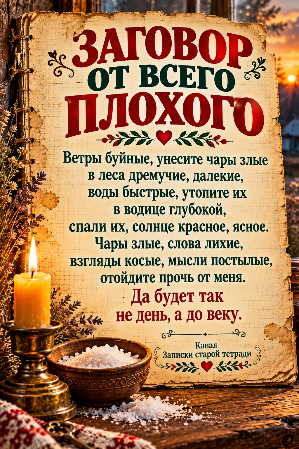 🧂 На закате насыпьте столовую ложку соли в небольшую посуду и поставьте рядом зажжённу...