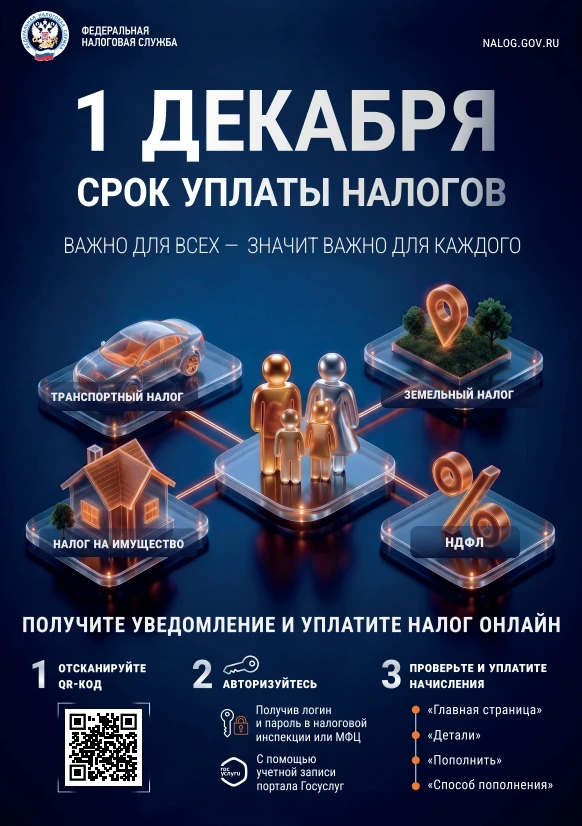 Уплатить имущественные налоги необходимо в срок не позднее 1 декабря 2026 года