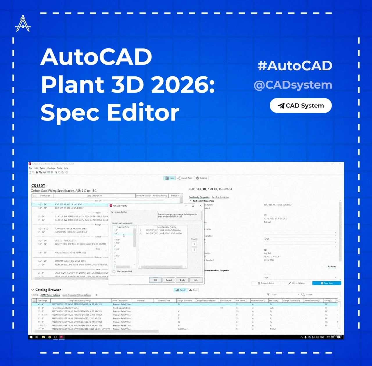 AutoCAD Plant 3D 2026: Spec Editor