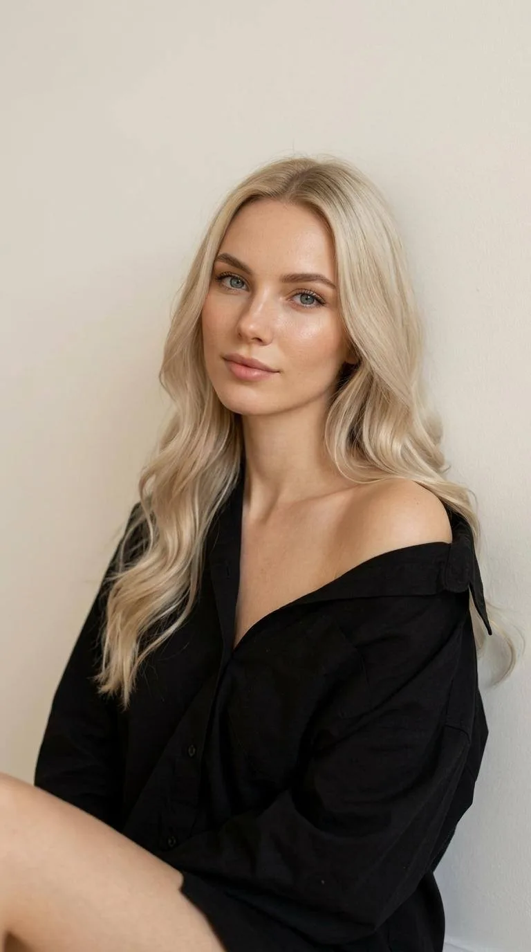 Спокойный портрет 🖤  Ultra-realistic editorial portrait with a minimalistic studio environment. The 