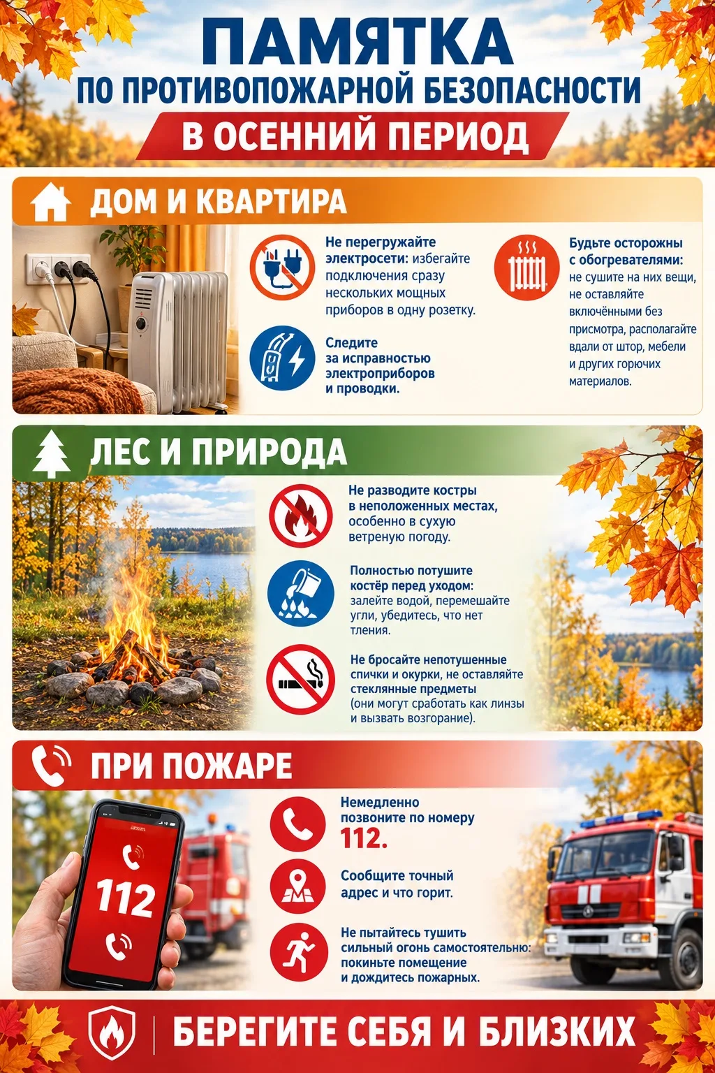 🔥 Памятка по противопожарной безопасности в осенний период 🔥