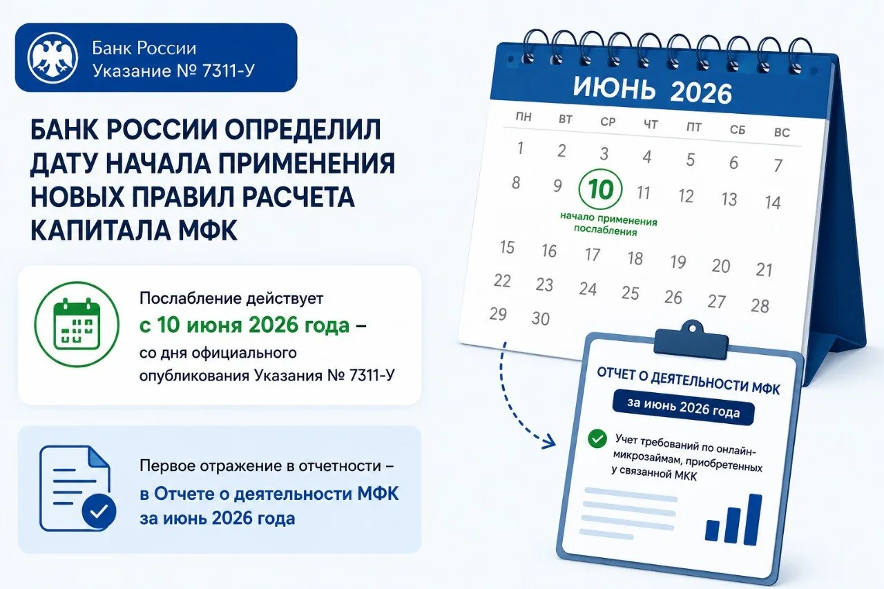 📅 Банк России определил дату начала применения новых правил расчета капитала МФК‼️

Указание Банка 