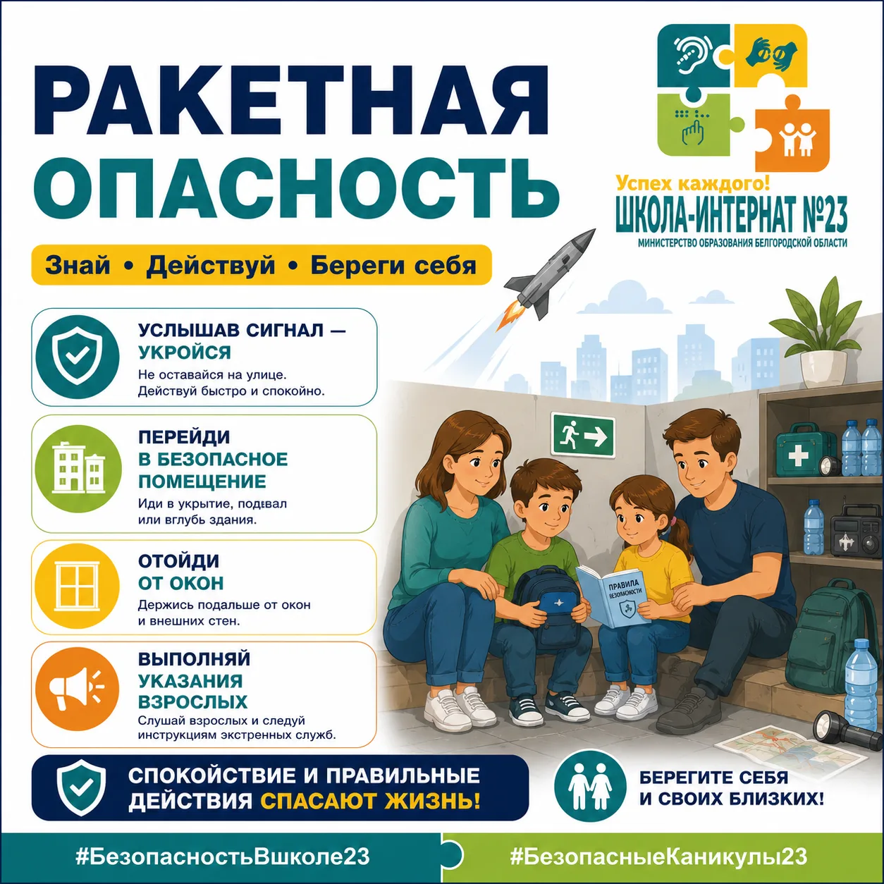 #БезопасностьВшколе23
#БезопасныеКаникулы23

🛡 Ракетная опасность: важно знать каждому

В период ле