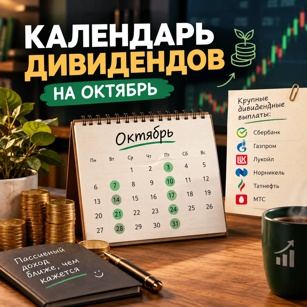 Календарь дивидендов на октябрь: кто платит и когда