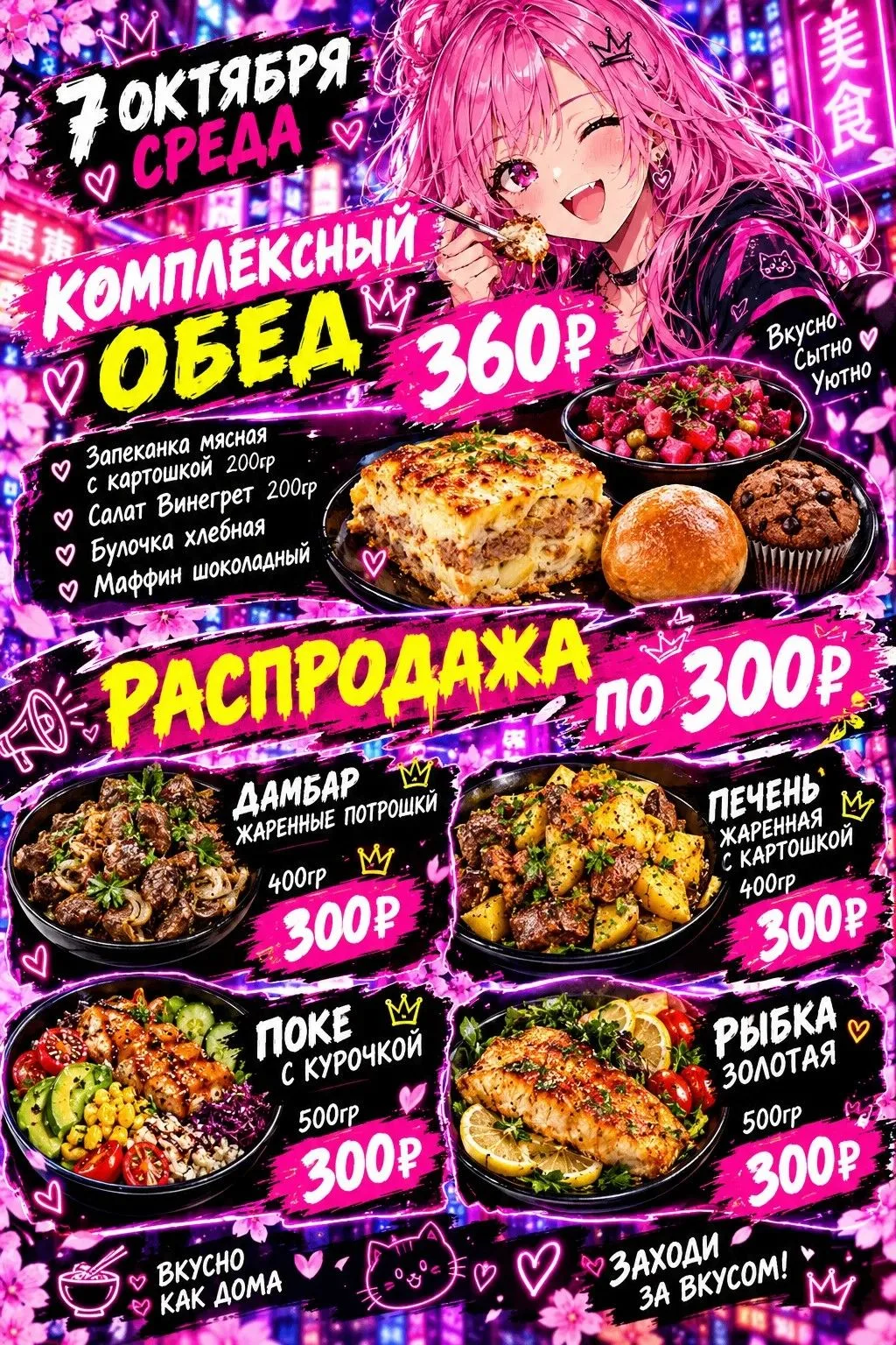 вкуснейший Комплексный обед, 360р/0,5кг  в течении всего дня, сегодня Запеканка мясная ...