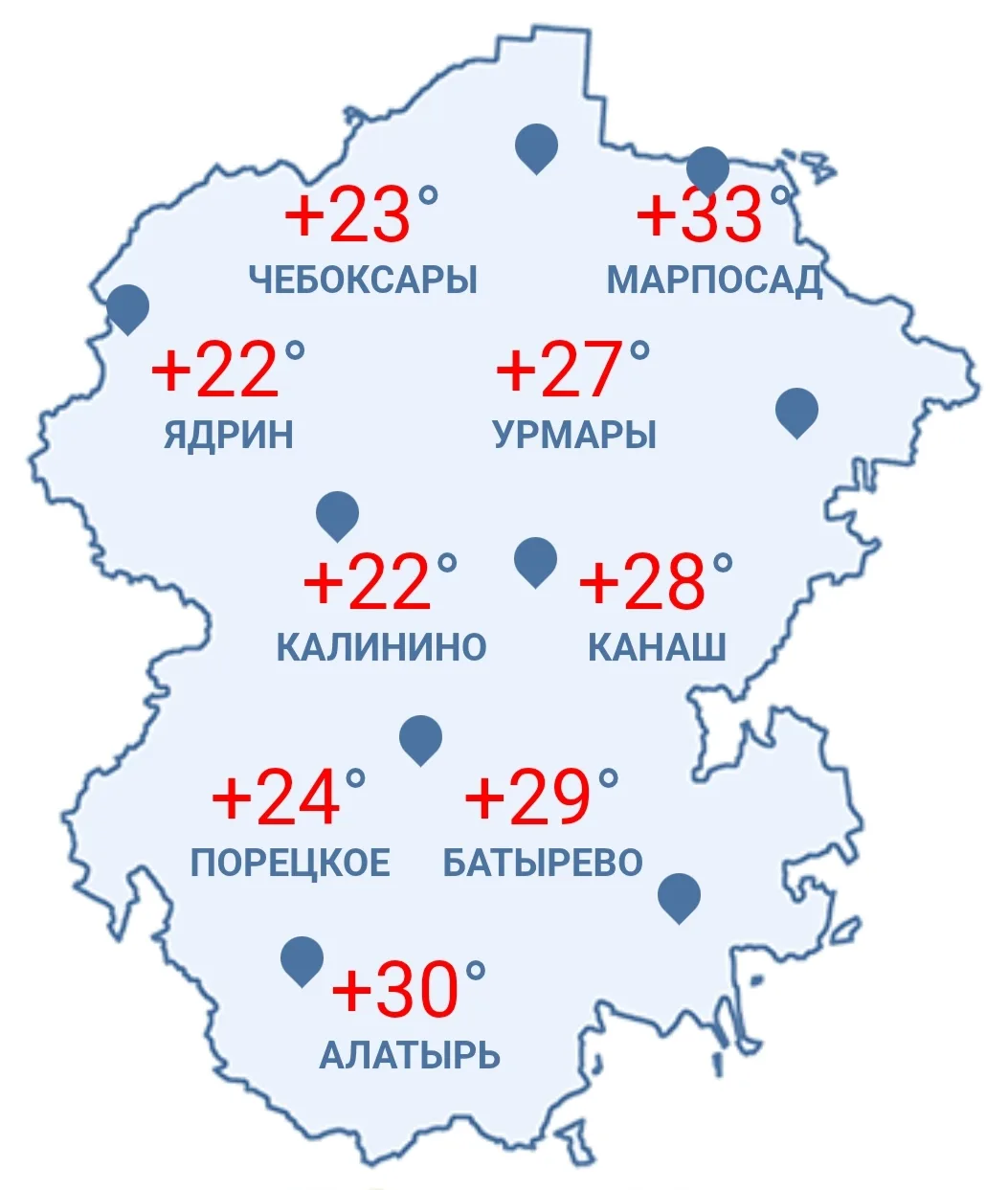 На карте видно, что в восточной половине Чувашии, куда ещё не добрались осадки, сохраня...