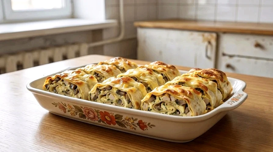 Сочные РУЛЕТИКИ из лаваша с начинкой из курицы, шампиньонов и зелени, запечённые в яичн...