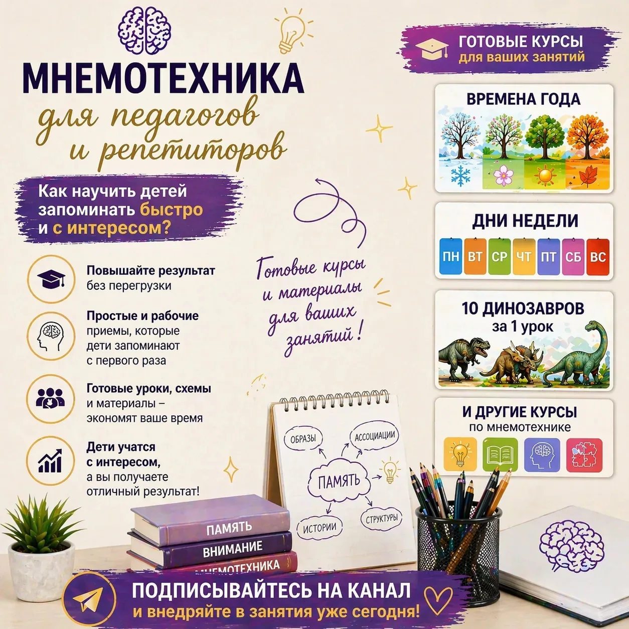 🧠 Как научить детей запоминать быстро и с интересом?

Я веду канал по мнемотехнике для педагогов и 
