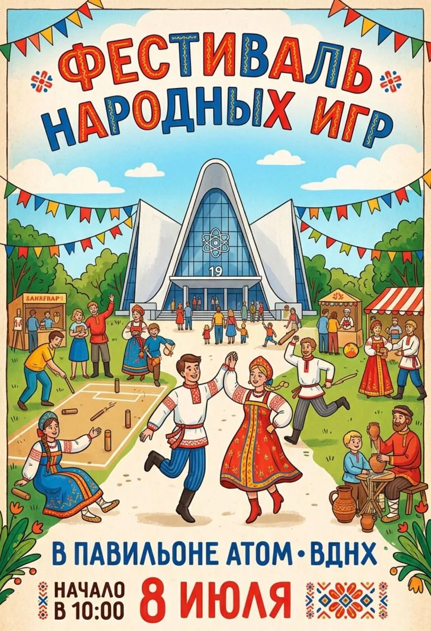 Семьи ждут 8 июля в музее «АТОМ» в 10:00 на фестиваль народных игр.
