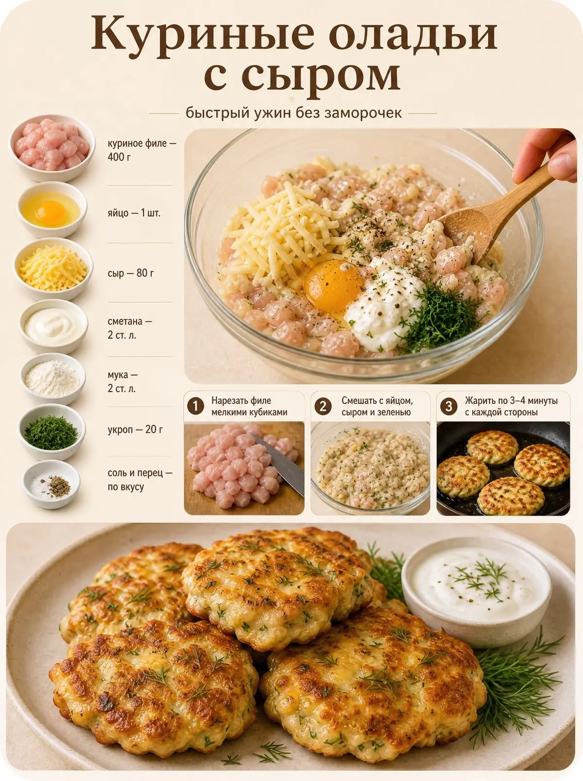 Куриные оладьи 🥞