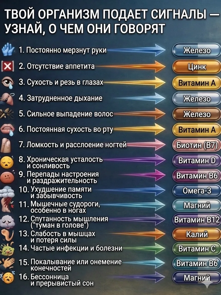 ☝️ сигналы, которые подает твой организм…  Легкоусвояемое железо  👉https://clck.ru/3R35Cc  Менопауза