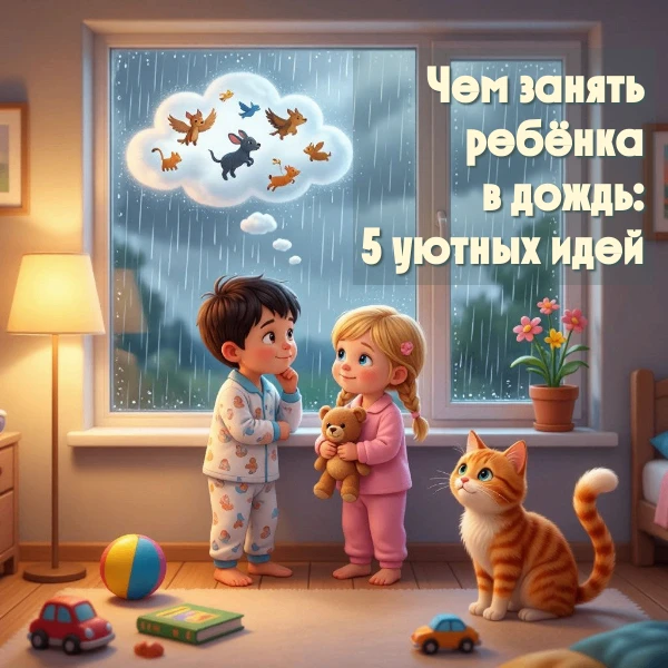 ☔5 лайфхаков, чем занять ребёнка в дождь: уютные идеи для домашнего дня

За окном барабанит дождь, г