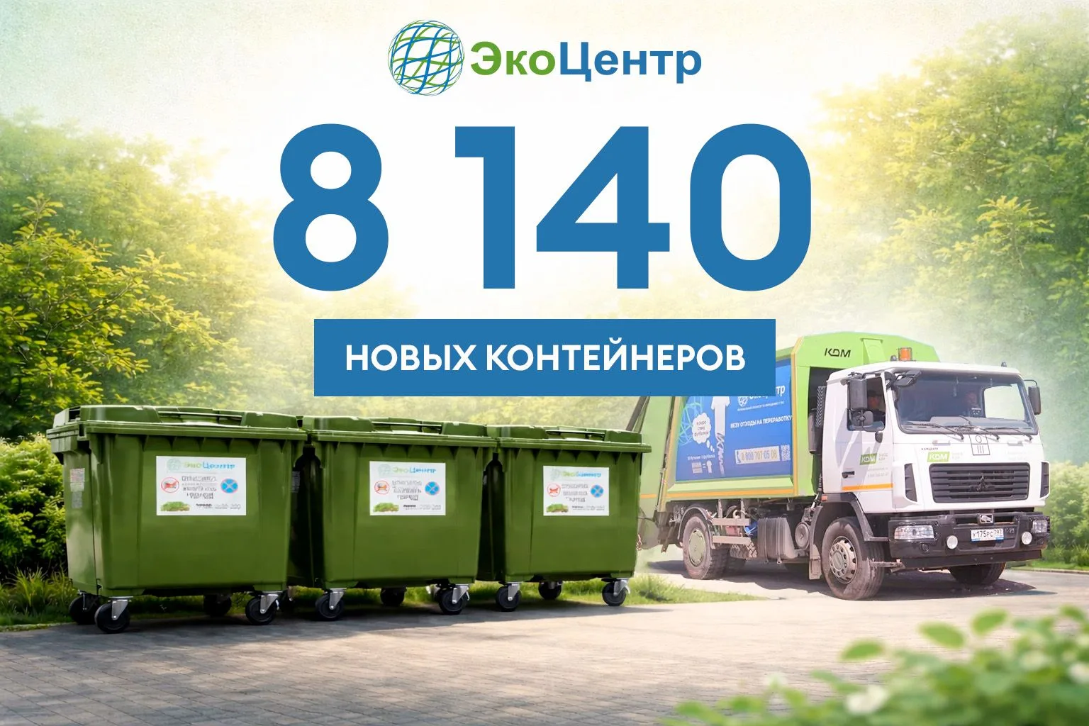 🌿Свыше 8 тысяч новых контейнеров установит «ЭкоЦентр» в регионах ЮФО