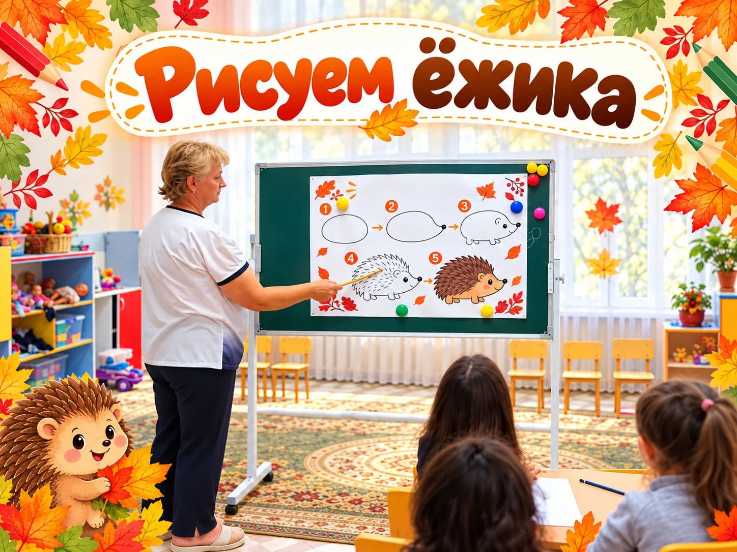🦔 Рисуем ёжика!