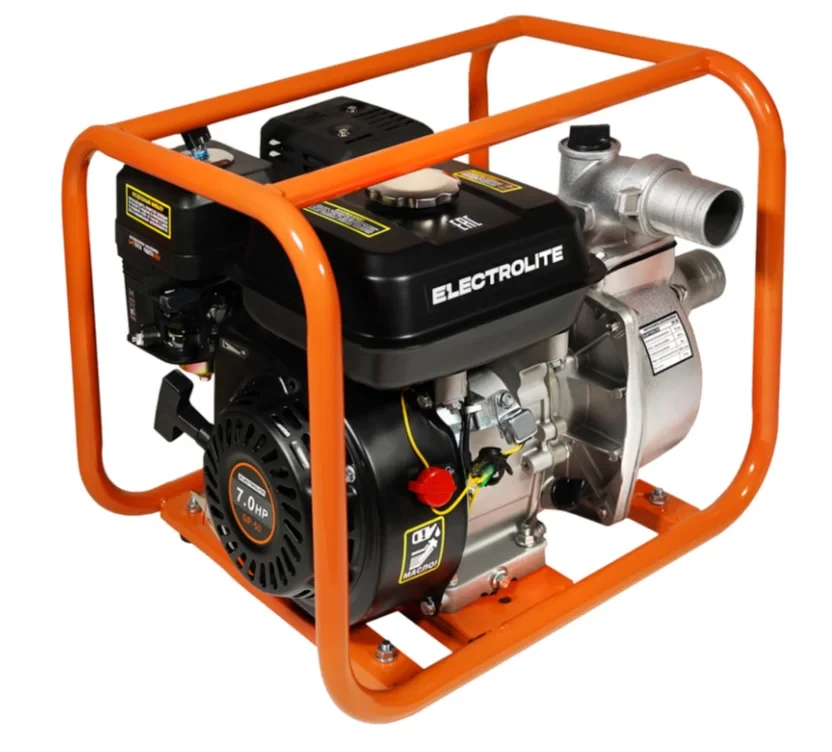 📢 ELECTROLITE Мотопомпа GP-50 (7л.с., 50мм, 600л/мин, глубина всасывания 8м., макс. на...