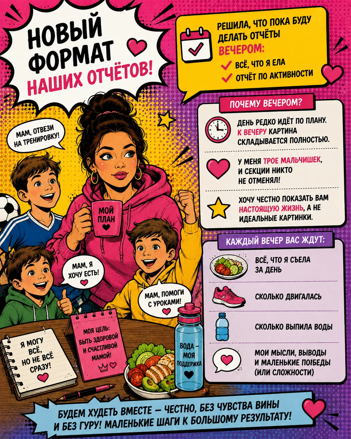 🌸 Решила немного изменить формат дневных отчётов питания.