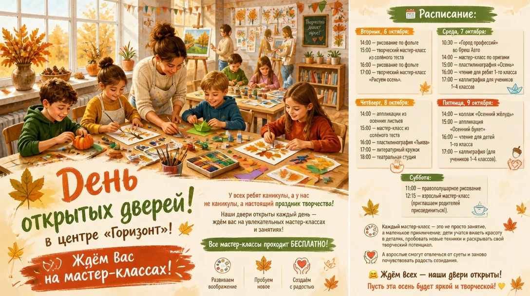День открытых дверей в центре «Горизонт»! 🍂