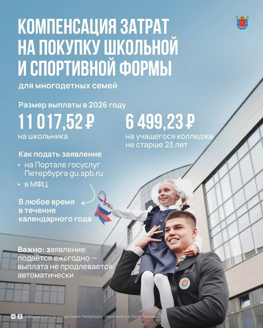 Город поддерживает родителей: многодетные семьи Петербурга могут оформить компенсационн...